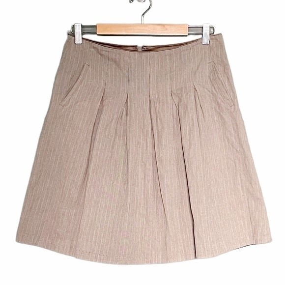 Cabi Liverpool Riding Club Pleated Skirt Brown Pinstripe Size 8 Equestrian - Picture 1 of 8